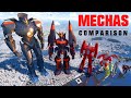 🤖 MECHAS (piloted robots) SIZE COMPARISON 🤖 (3D Animation)