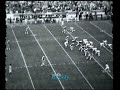 Title:1975 Notre Dame vs. Georgia Tech - The Rudy Play Description:Notre Dame scores a late touchdown vs. Georgia Tech, enabling senior walk-on Dan Ruettiger to play in ND's final home game of 1975. Though uncredited by radio announcer Don Criqui, Ruettiger sacks the quarterback on the final play of the game, achieving a lifelong dream of playing football for Notre Dame. Special thanks to KH for marrying the game film to the original radio broadcast.