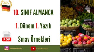 10. Sınıf Almanca 1. Dönem 1. Yazılı Sınav Örnekleri 2025 - 2026