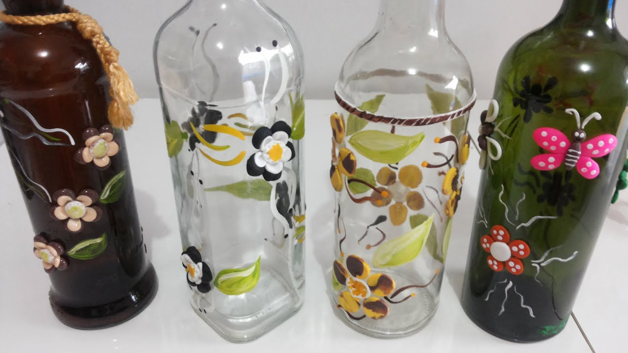 Como decorar garrafas com biscuit e tintas PVA Passo a Aparador Cocina Conforama ~ Como decorar garrafas com biscuit e tintas PVA Passo a