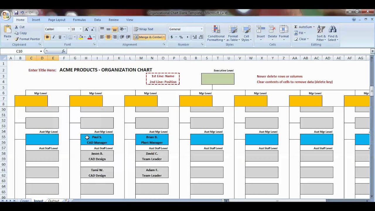 Excel Organizational Chart Template Free Downloads