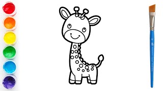 Giraffe Drawing, Painting And Coloring For Kids And Toddlers Draw Giraffe