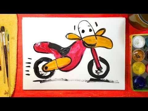 Папа рисует мотоцикл Папа рисует мотоцикл