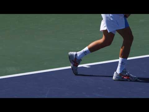 Close-up footage of Nikolay ダビデンコ's footwork in HD -- Indian Wells Pt． 39