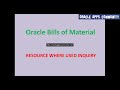 Resource Where Used Inquiry - Oracle Bills Of Material