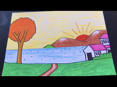 Cách vẽ tranh phong cảnh vô cùng đơn giản | how to draw landscape very easy