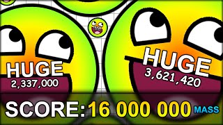 WORLD RECORD 16,000,000 MASS HUGE CELL (16 MILLION!) THE BIGGEST CELL EVER! (AGAR.IO #45)