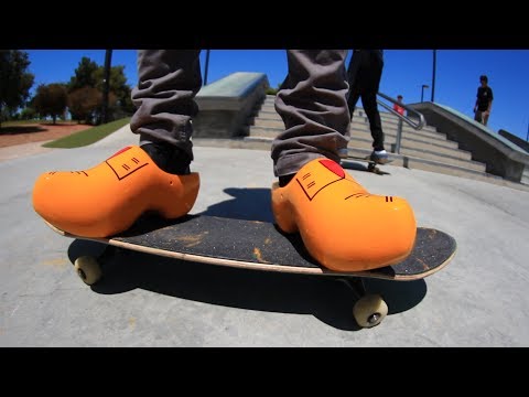 SKATING IN DUTCH WOODEN CLOGS!