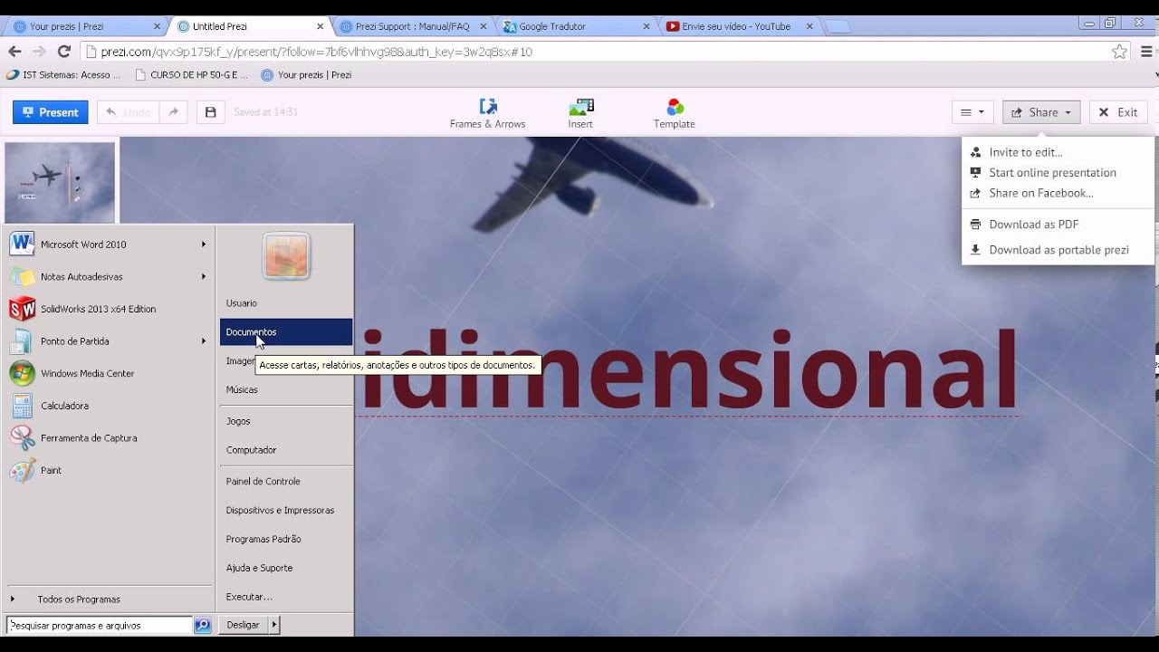 Baixar apresentacao prezi