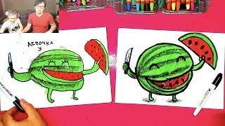How to draw Fat Cartoon Watermelon