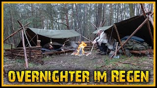 Übernachtung Im Dauerregen - Uriges Biwak Im Wald - Bushcraft Survival Outdoor