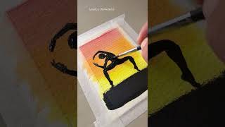 Girl Dancing With Legs Spread Out At Sunset Watercolor Painting