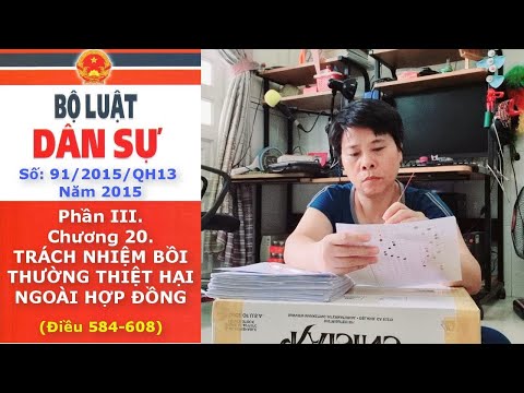 Bộ Luật Dân Sự 2015 - P3. Chương 20. TRÁCH NHIỆM BỒI THƯỜNG THIỆT HẠI NGOÀI HỢP ĐỒNG (Điều 584-608)