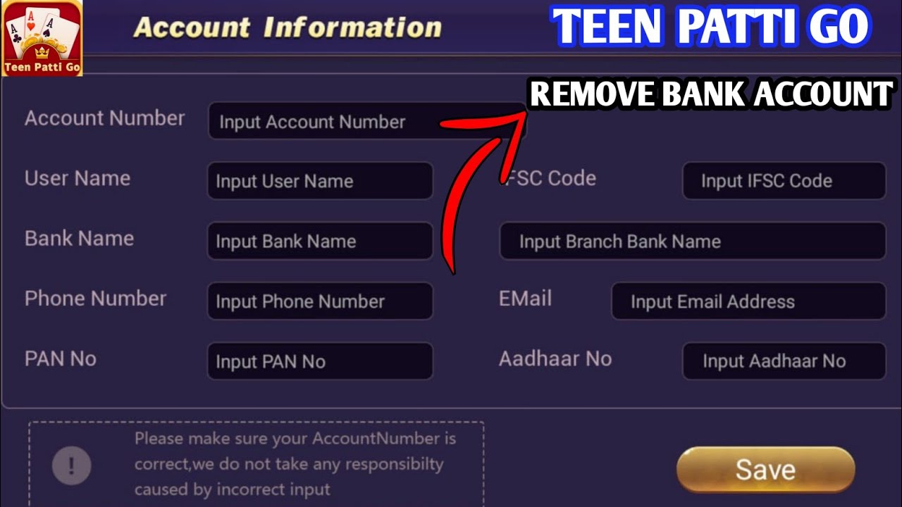 How To Remove Bank Account On Teen Patti Go // Can’t How To Remove Bank Account On Teen Patti Go // Can’t