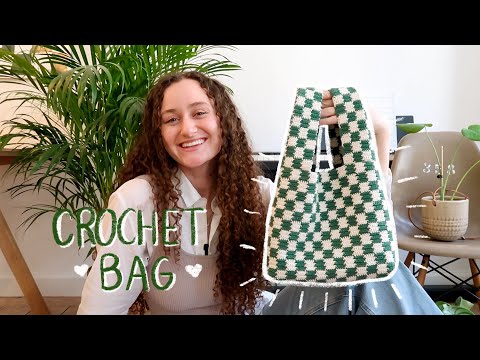 DIY checkered, crochet tote bag - tutorial - YouTube