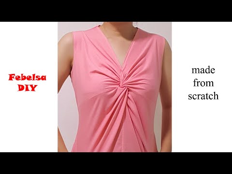 V035 How to make Bust Twist Knot Top (method 3) hướng dẫn may áo xoắn ngực