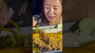 Fatty Pork Belly With Rice & Vegetables And Salad Rubi Rai Mukbang