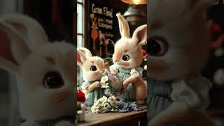 Bunnies Working At A Flower Shop