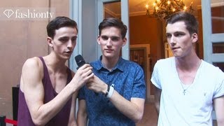 backstage at burberry with handsome male models milan mens fashion week spring 2013 fashiontv