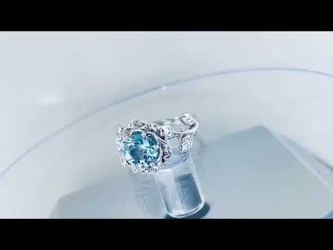 Floral Aquamarine Engagement Ring, Rose Flower Ring, Unique Leaf 1 Carat 14K White Gold or Rose Gold Handmade Floral Aquamarine Engagement Ring, Rose Flower Ring, Unique Leaf 1 Carat 14K White Gold or Rose Gold Handmade