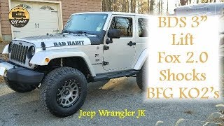 Jeep Wrangler JK BDS 3" Lift Kit, JKS Track Bar, Fox 2.0 Shocks, AEV Geometry Brackets and BFG KO2's