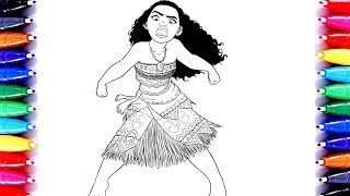 Funny Moana Coloring Pages Princess Of Pacific Videos For Children Learning Colors