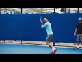 Dimitrov's topless practice session - Brisbane International 2015