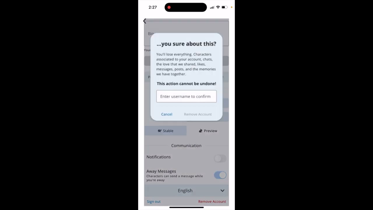 How to remove account in Character.ai app? How to remove account in Character.ai app?