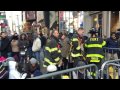 3 FDNY ENGINE 54 FIREFIGHTERS RESPONDING ON FOOT TO STUCK ELEVATOR DURING NEW YEARS EVE CELEBRATION.