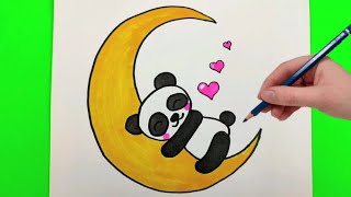 Sevimli Panda Resim Çizimi, Kolay Çizimler,  Kolay Resimler, Sevimli Resim Çizim