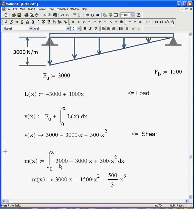 Load Shear Moment Diagram with Mathcad.avi YouTube