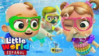 ¡Aprendamos a Nadar! 🏊  | Canciones Infantiles de Nina y Nico | Little World Esp