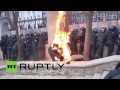 Ukraine: Police get a hammering from petrol bomb protesters