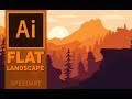 Flat Art Landscape - Adobe Illustrator Speed Art