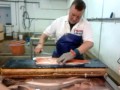 Salmon filleting Grimsby Uk