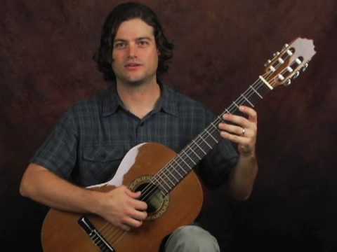 Classical guitar beginner fingerstyle lesson on good posture and A frame use on nylon string