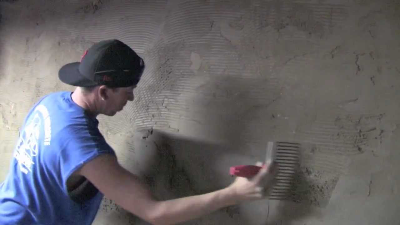 Cellar / Basement Wall re-cementing stucco - YouTube