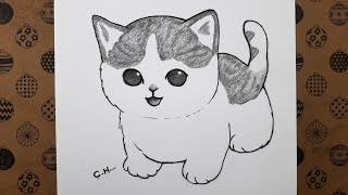 Kolay Sevimli Kedi Resmi Adım Adım Nasıl Çizilir, Çizim Hobimiz Karakalem Kolay 
