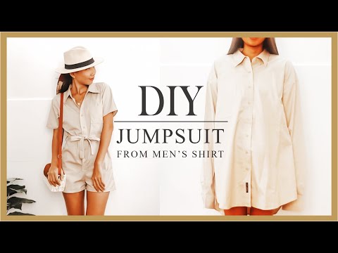 Refashion DIY Men's Shirt into Jumpsuit/Romper - YouTube