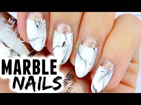 MARBLE & ROSE GOLD NAIL TUTORIAL | sophdoesnails - YouTube