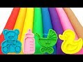 Learn Colors with 8 Color Play Doh Modelling Clay and Cookie Molds I Surprise Toys Yowie