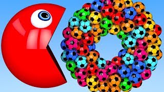 Learn Colors with PACMAN and 3D Donut Soccer Ball for Kid Children