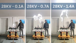 Electrical Arc Comparison - High Voltage Jacobs Ladder Discharge 28Kv Different Currents