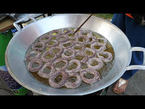 태국 쫀득한 찹쌀 도넛 치앙마이 / thai rice donuts thai street food