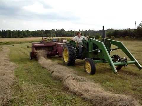 Massey Ferguson # 9 Baler and John Deere 1010 Baling With A Massey Ferguson 9 Small 14x18 Square Baler And 1961 John Deere 1010 Tractor The...
