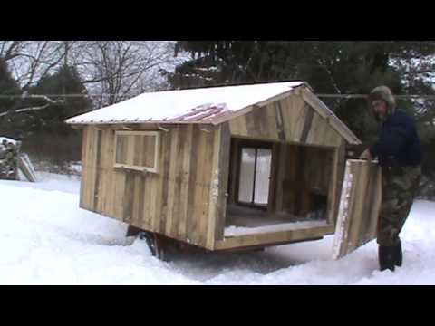 free range chicken coopmade mostly of free pallets - YouTube