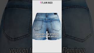 Flamingoripped Raw Hem Mid Rise Denim Shorts