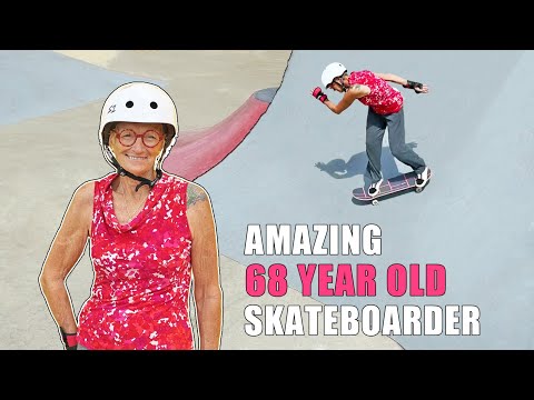 Amazing 68 Year Old Skateboarder Lands Her Dream Trick!