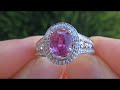 Pink Sapphire & Diamond Engagement Ring 14K - Estate Jewelry Auction