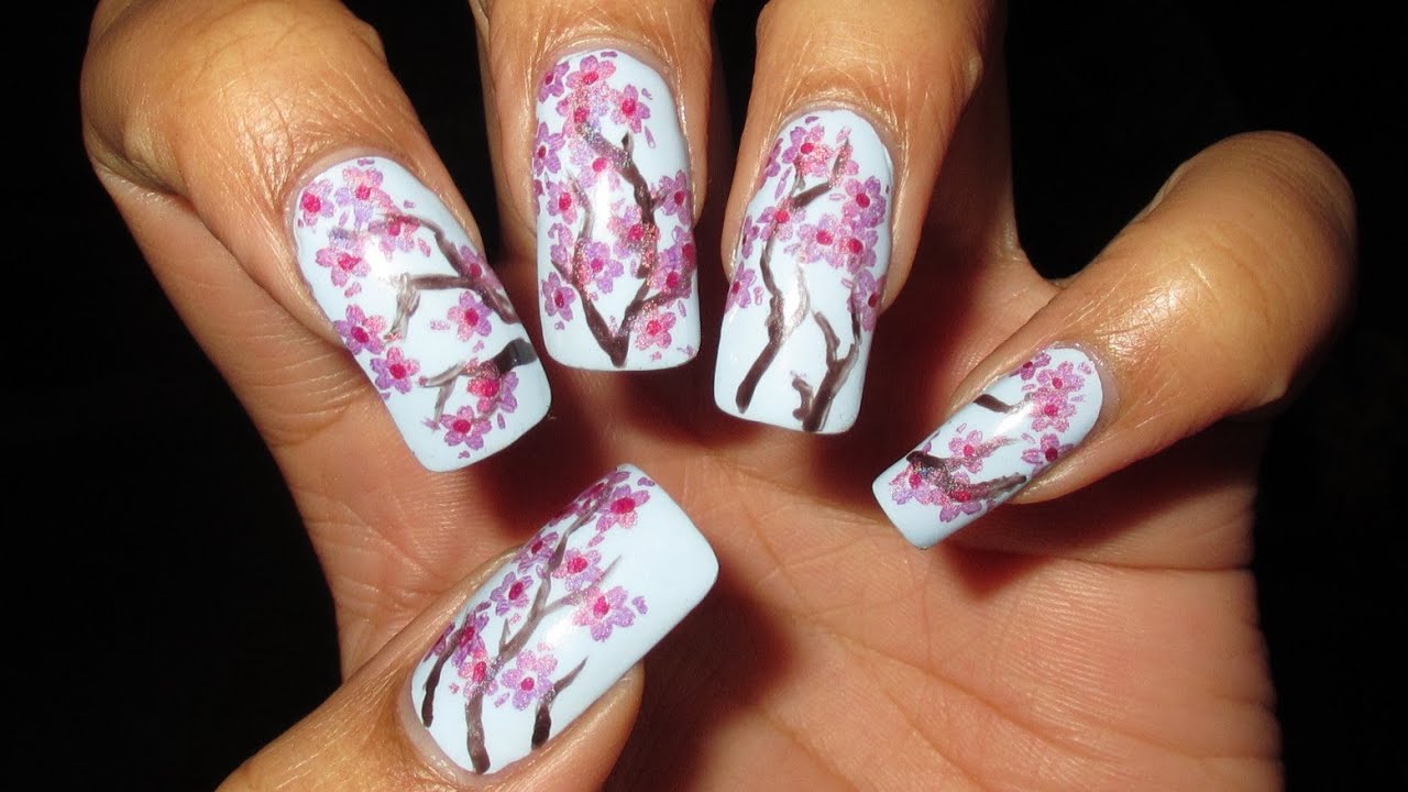 Cherry Blossom Nail Art Tutorial - wide 1